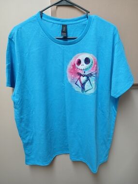 Women's Turquoise Graphic T-Shirt with Jack Skellington Motif